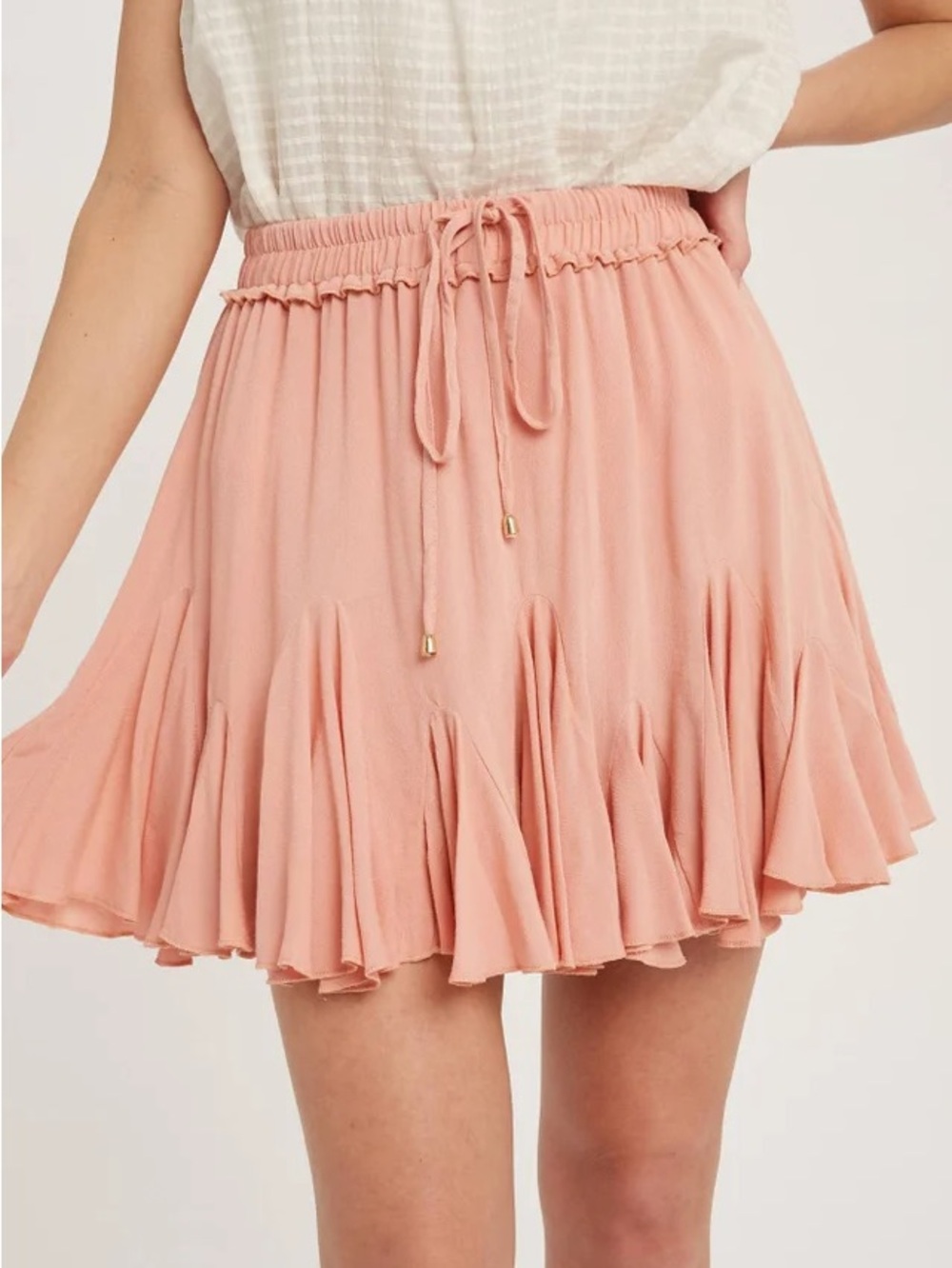 ◾️NEW! ENTRO Drawstring Ruffle Hem Mini Skort